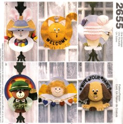 2655 STRAW HAT BUNNY, BEAR, PUP, KITTEN, ANGEL WREATH PATTERN